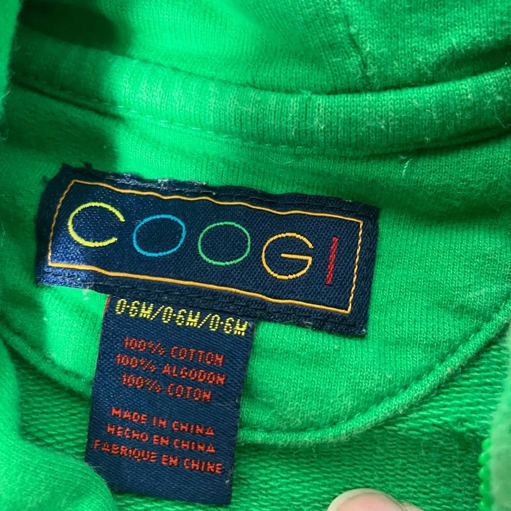 Coogi Short Sleeve Full‎ Zip Sweater Baby Boy 6m Green Logo Hooded Pockets